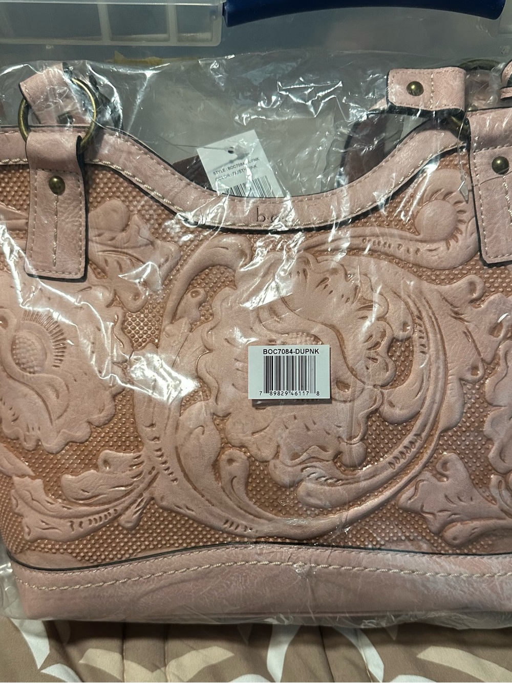 boc Embossed Floral Shoulder Bag - Blush Pink